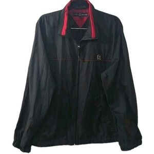Tommy Hilfiger Golf Vintage Black‎ Windbreaker Jacket Men's Size Large Logo